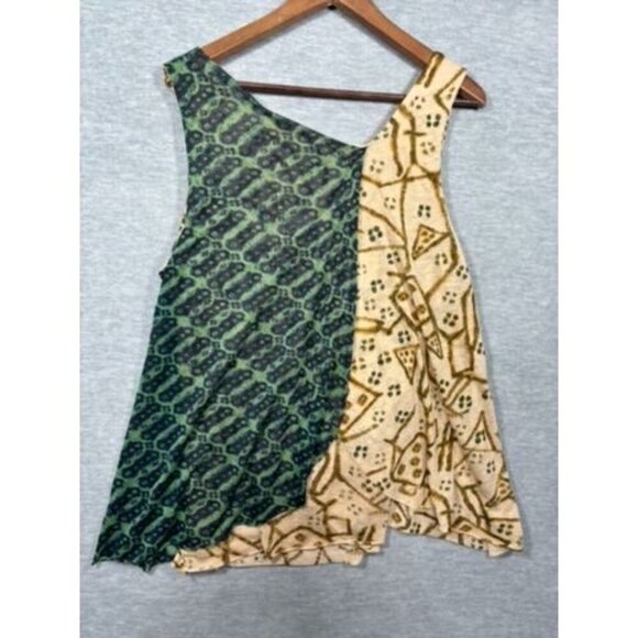 Vanessa Virginia Anthropologie Two Tone Sleeveless Boho Tank‎ Top Abstract Sz L - Picture 6 of 6